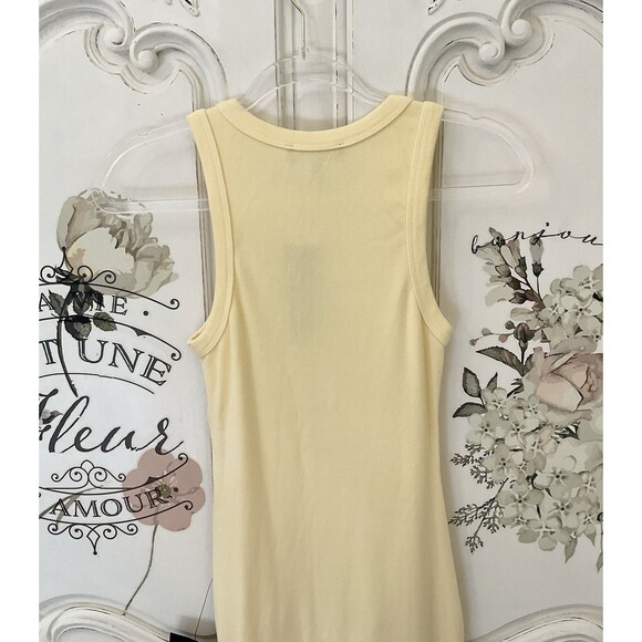 Lulus Majorly Trendy Dress Women's XS Light Yellow Midi Ribbed Bodycon NWT - Picture 9 of 12